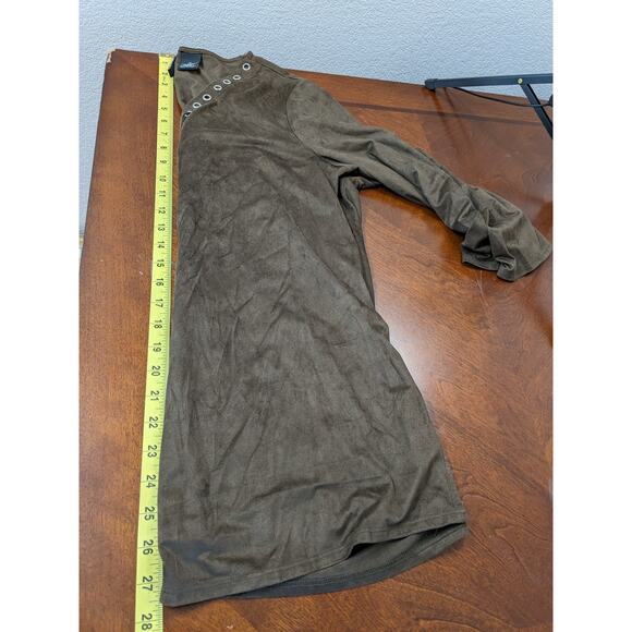 New Directions Lace Up Blouse‎ M Brown Suede Feel Lightweight Casual Top Office - Picture 7 of 8